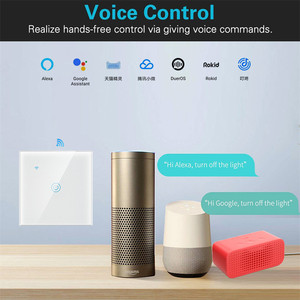 WiFi akıllı anahtar 1/2/3/4 Gang ev kullanımı ses kontrolü tek sıfır yangın kablolama akıllı yaşam kablosuz dokunmatik işık duvar anahtarı - Product Image 4