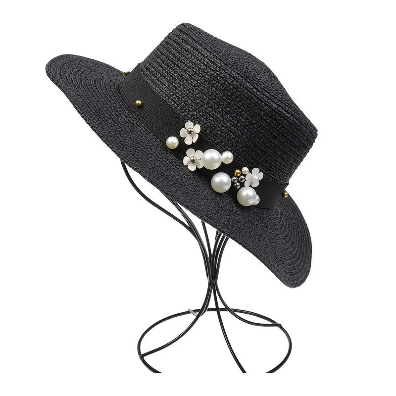 נשים באיכות גבוהה קיץ כובע קש פסים אנטי אולטרה סגול ארוג נייר לוגו מותאם אישית חוף יומי מסיבת נסיעות מזדמנים סיטונאי
