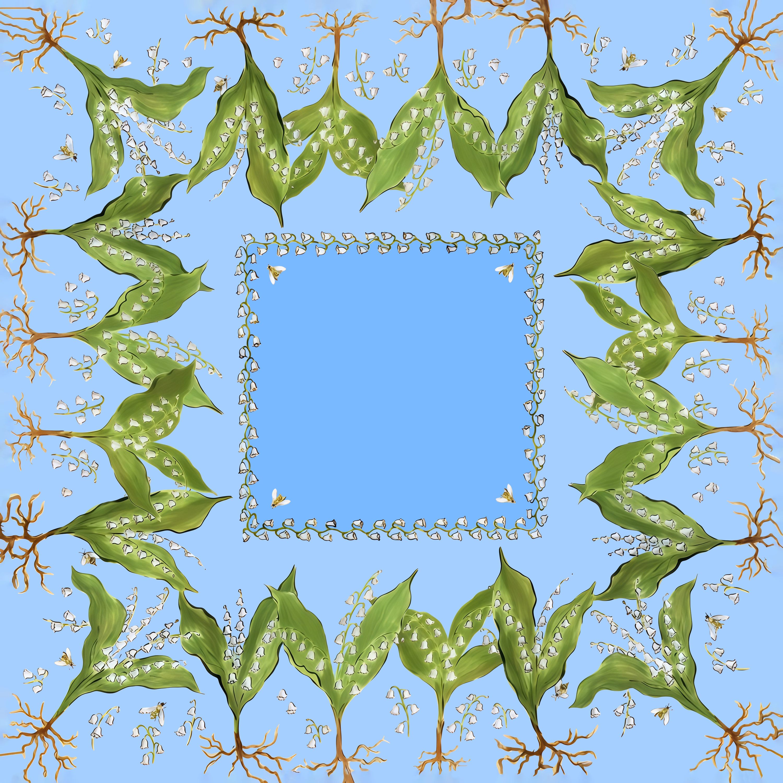 Base bleu ciel avec muguet vert