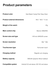 Đồng hồ thông minh AMOLED 1.43 inch W08A Unisex, hỗ trợ Android, NFC, sạc không dây, chống nước IP68, theo dõi giấc ngủ và nhịp tim dành cho 5-10 tuổi - Product Image 6