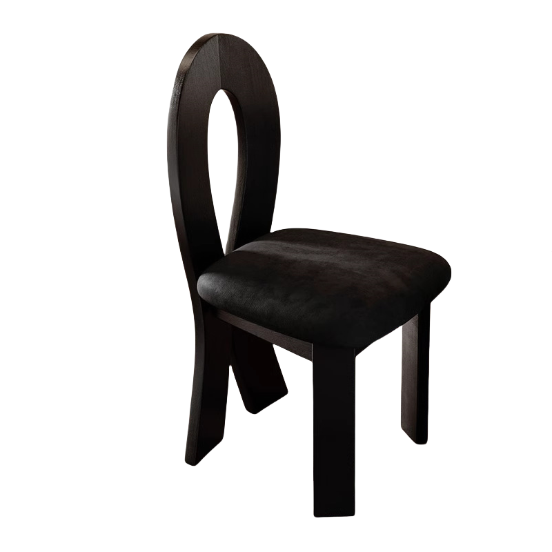 Silla sirena de terciopelo negro con estructura negra