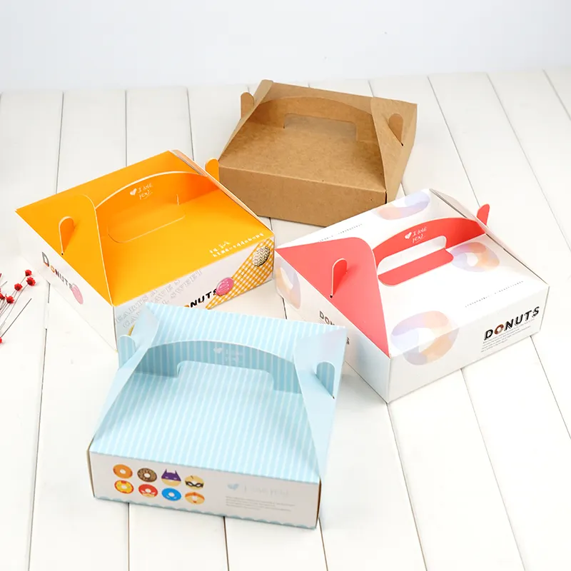 Toptan renkli donut kutusu ambalaj, özelleştirilmiş donut kutusu, kutusu çörek