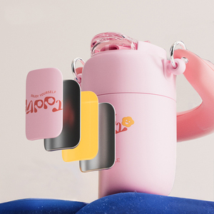 Biểu tượng tùy chỉnh rò rỉ bằng chứng BPA free 350ml thép không gỉ cách nhiệt chân không <span class=keywords><strong>Flask</strong></span> Tumbler chai nước với dây thừng cho Sôi - Product Image 4