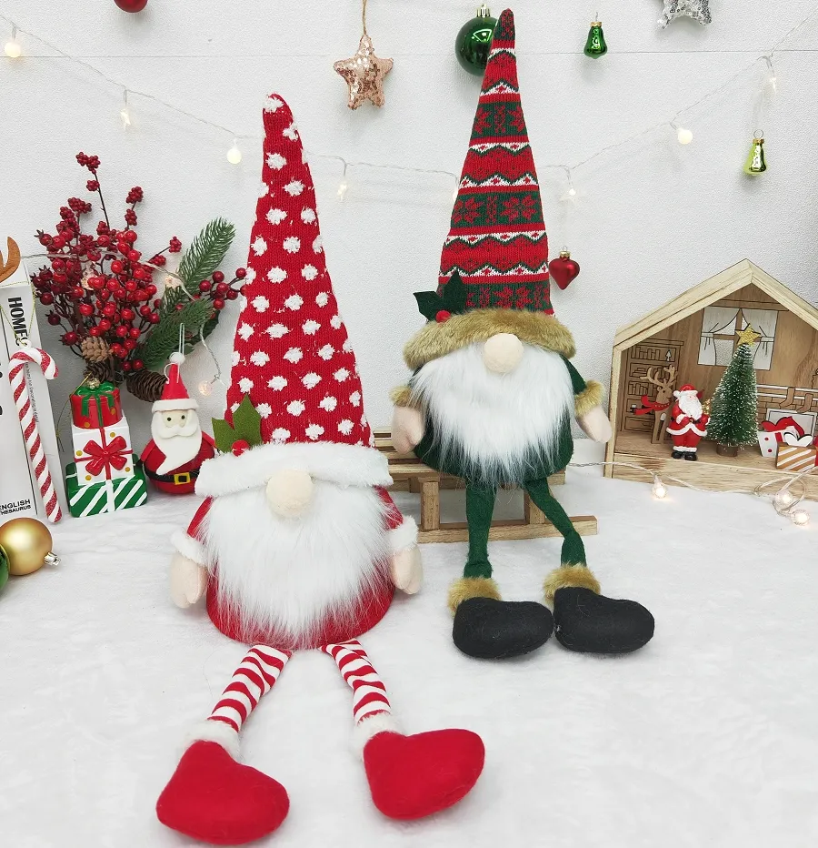 Ornamenti natalizi in velluto in PVC personalizzabili Gnome svedese Santa Tomte decorazione da tavolo per esterni casa luce a forma di regalo per le feste