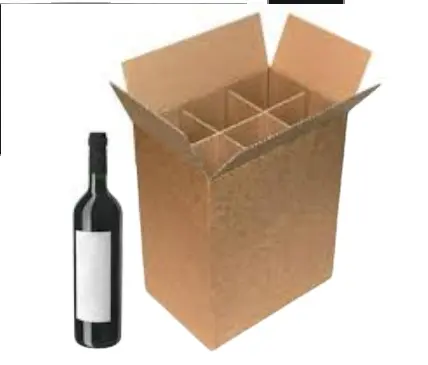 กระดาษรีไซเคิลลูกฟูก6ขวดไวน์บรรจุภัณฑ์กล่องจัดส่งที่มี6วงเวียน