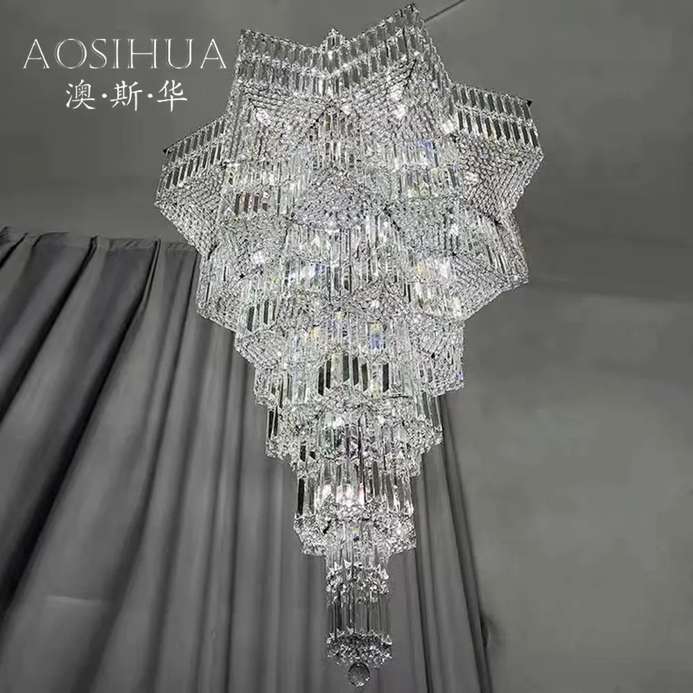 Lampadario di cristallo di lusso dell'impero d'oro europeo delle nuove luci a sospensione personalizzate all'ingrosso per l'hotel della sala delle nozze