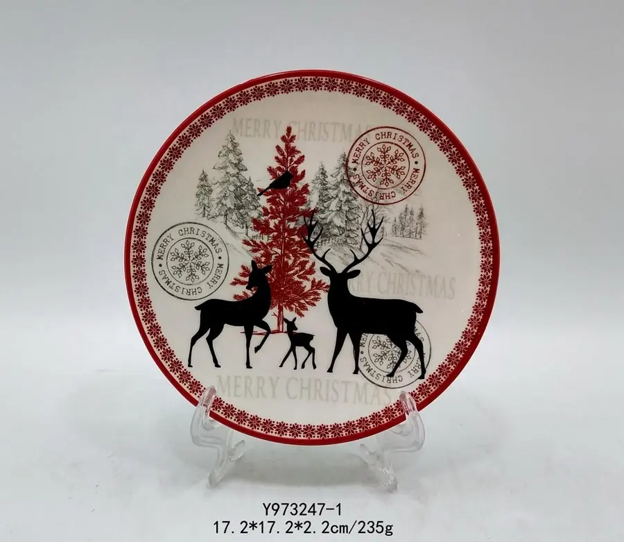 Biscoito cerâmico redondo de 7 polegadas, placa para decoração de natal