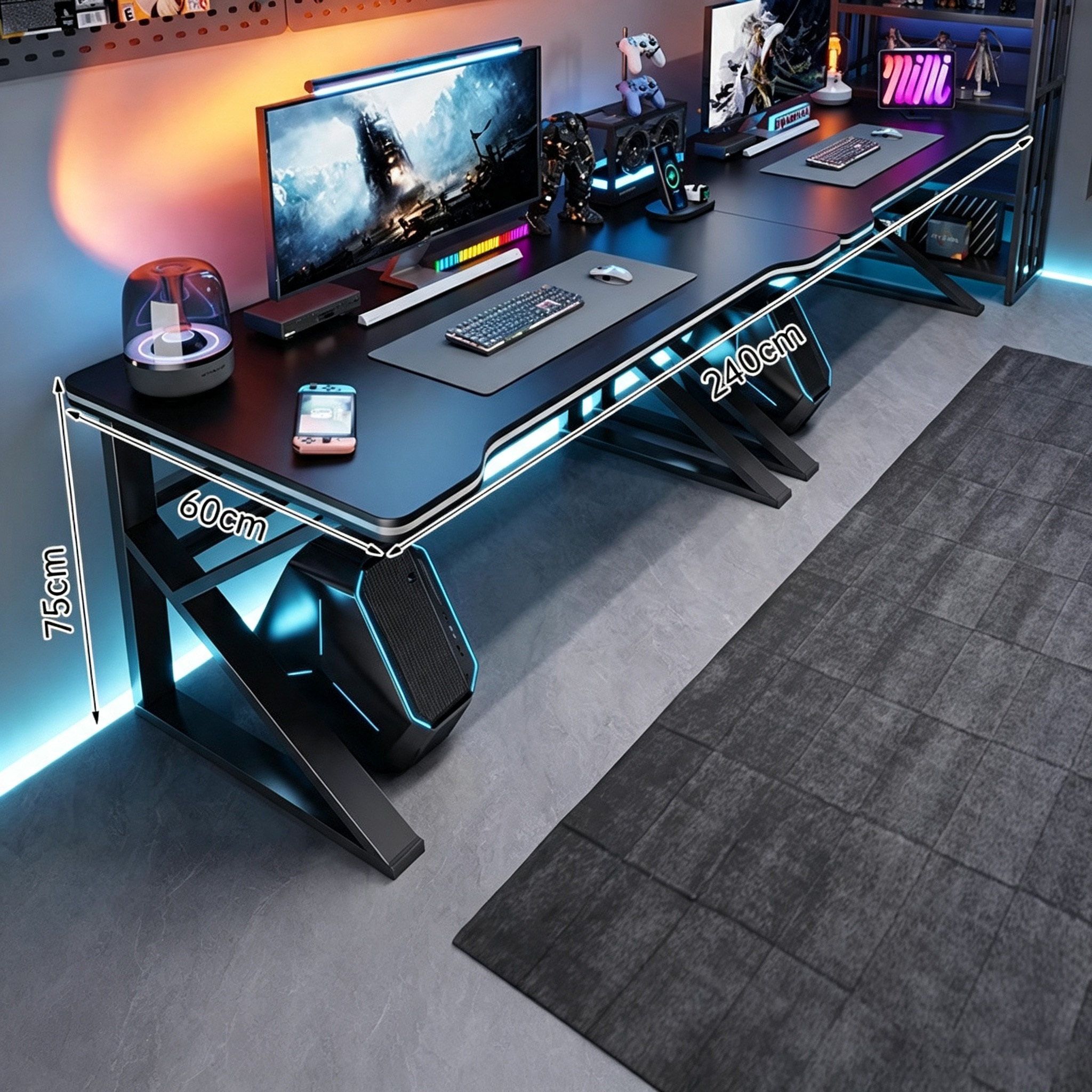 Double size-240*60cm-matte black