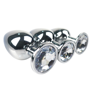 Sexbay all'ingrosso della fabbrica Plug anale in acciaio inossidabile con gioiello a buon mercato giocattoli del sesso anale dilatatore Multi Size plug anale in metallo - Product Image 1