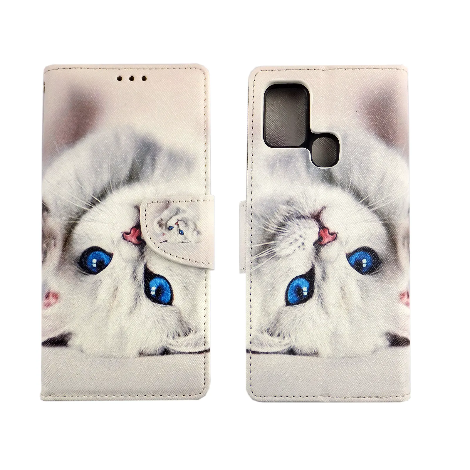 제조 직접 판매 맞춤형 화이트 고양이 2 인 1 카드 전화 케이스 카드 슬롯이있는 휴대 전화 케이스