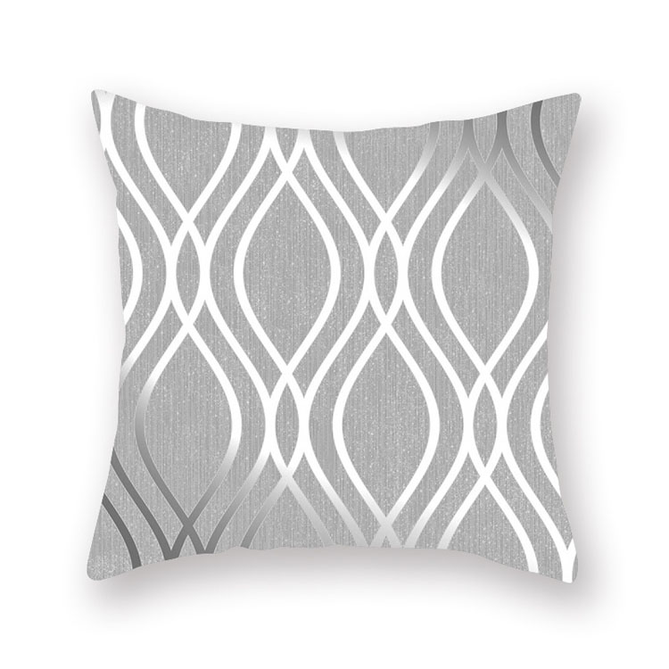 New Style Silver Grey Geometric Chevron Peach Skin Pillow Cover Car Office Sofa Bed Cushion Cover Wholesale