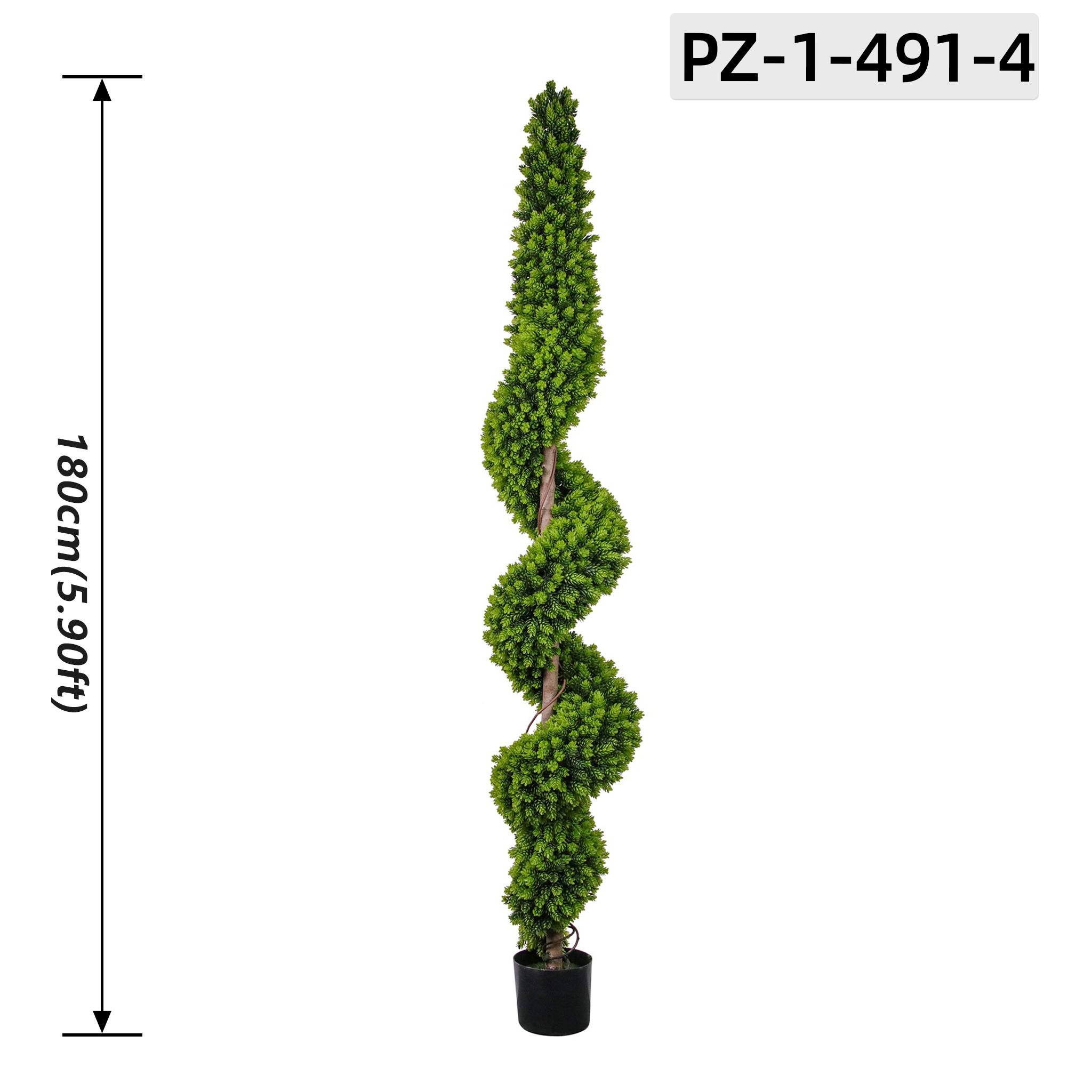 Light Pine Green Narrow Twist Spiral Tree (180cm / 5.90ft)