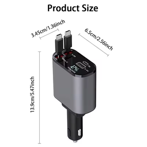 USB C Fast Charging Adapter with 2 Cables Dual Charge Port 120W Fast 4 in 1 Retractable Car <strong>Charger</strong> Compatible with <strong>All</strong> Phones - Product Image 6