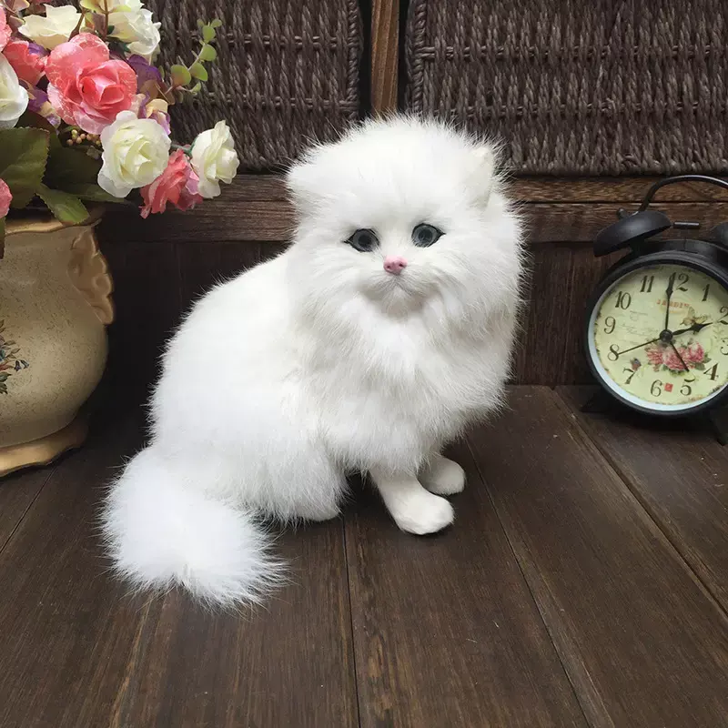 Venta caliente, venta al por mayor de peluche realista animal de peluche cremoso gato persa blanco juguetes de peluche