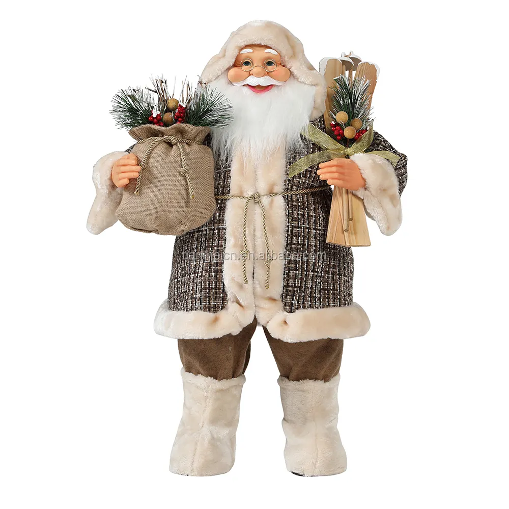 30 ~ 110cm Noël Debout Père Noël Avec Skis Ornement Décoration Traditionnelle Vacances Figurine Collection Série De Noël