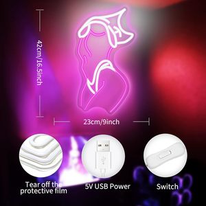 Ipixel USB Powered Lady Neon Signs for Wall Decor Pink White LED <strong>Light</strong> Sign for Preppy Room Decor <strong>Light</strong> up Sign - Product Image 6