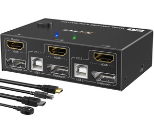 DP Dual-channel <strong>KVM</strong> <strong>Switch</strong> 2-<strong>Switch</strong> 2-PC Host DP Interface Keyboard Mouse Shared Display