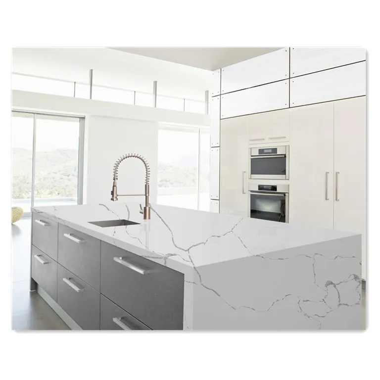 CAXSTONE Classic calacatta White marble vein quartz stone slabs countertops kitchen islands 3200*1600 customized size