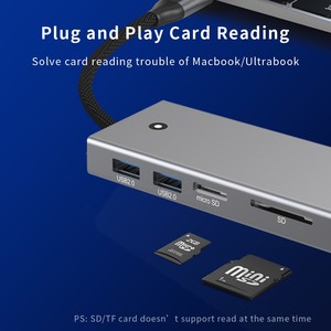 C型3.2多功能适配器，带SD TF读卡器4合1 USB C 3.2 Gen 2 10Gbps数据传输集线器USB C读卡器 - Product Image 5