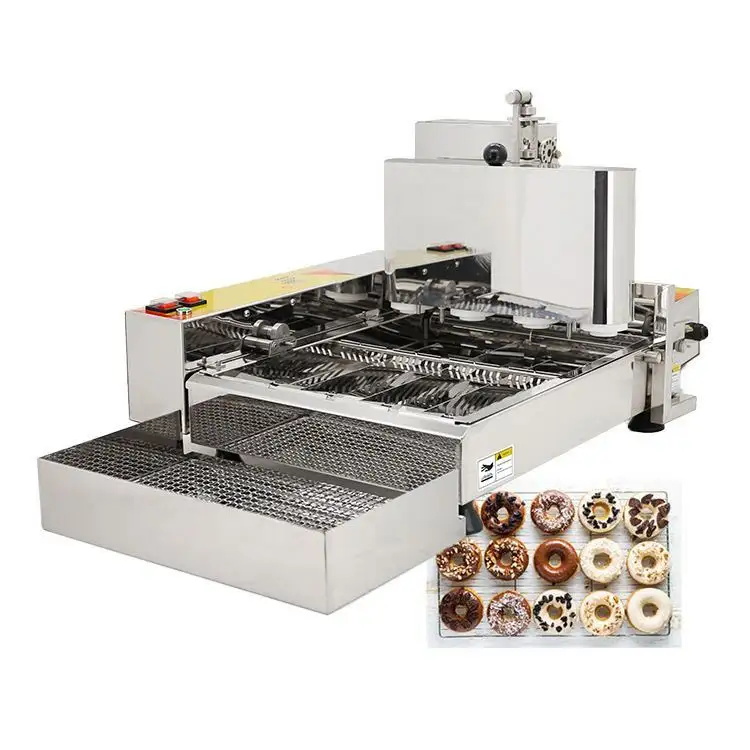 Electric 4 Rows 6 Rows Automatic Berliner Donut Making Machine With Fryer Commercial Mini Doughnut Maker Sell well