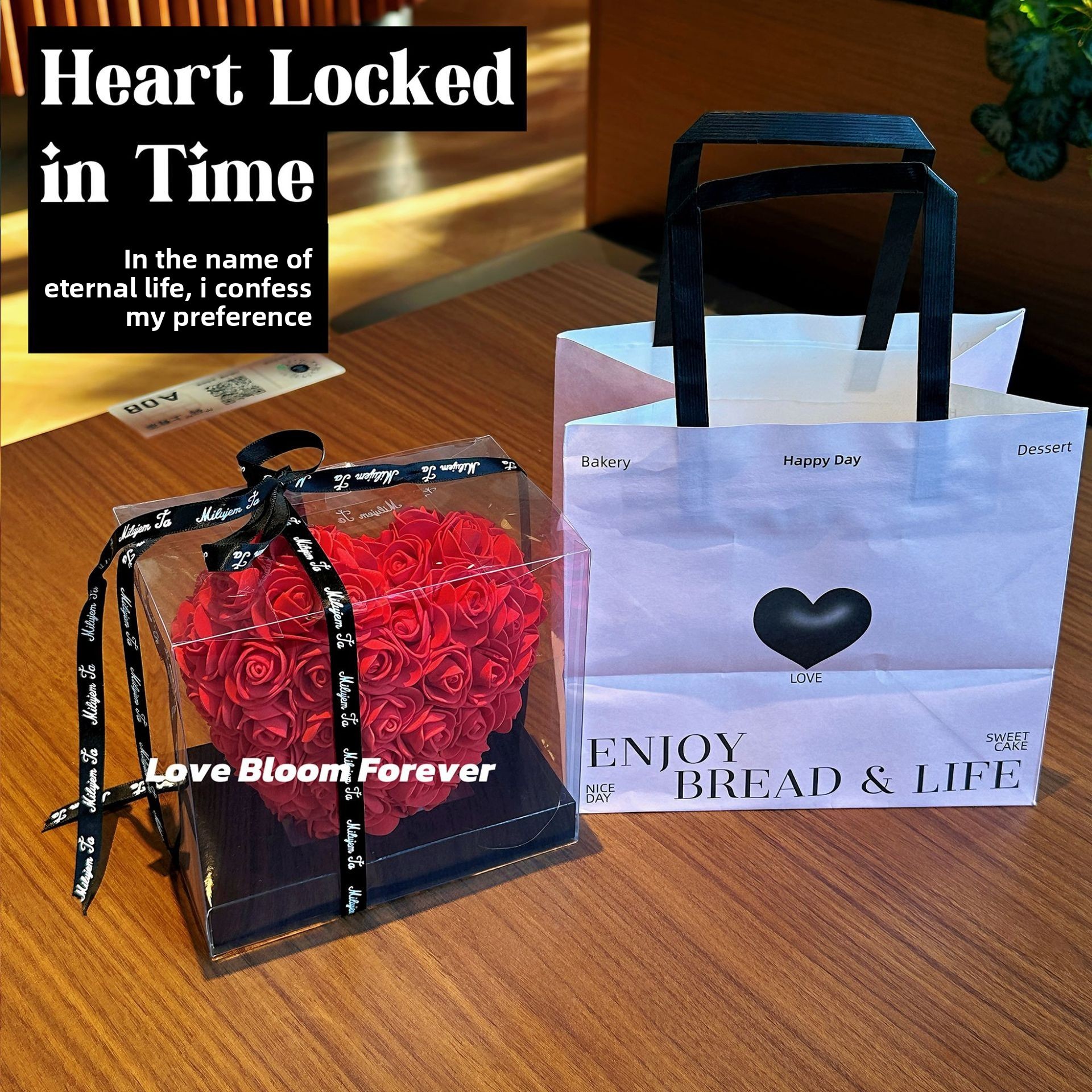 Cuore rosso+scatola+borsa