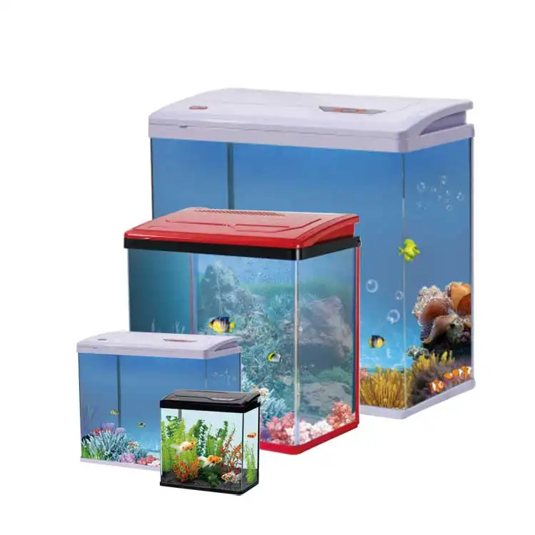 Wholesale Fish Tank Aquarium Goldfish Tank With Cover Creative Small Glass Ecological Table Top Betta Tank
