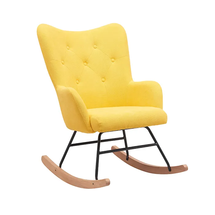 Mecedora relajante de terciopelo amarillo, cómoda silla para el hogar de brazo, venta al por mayor