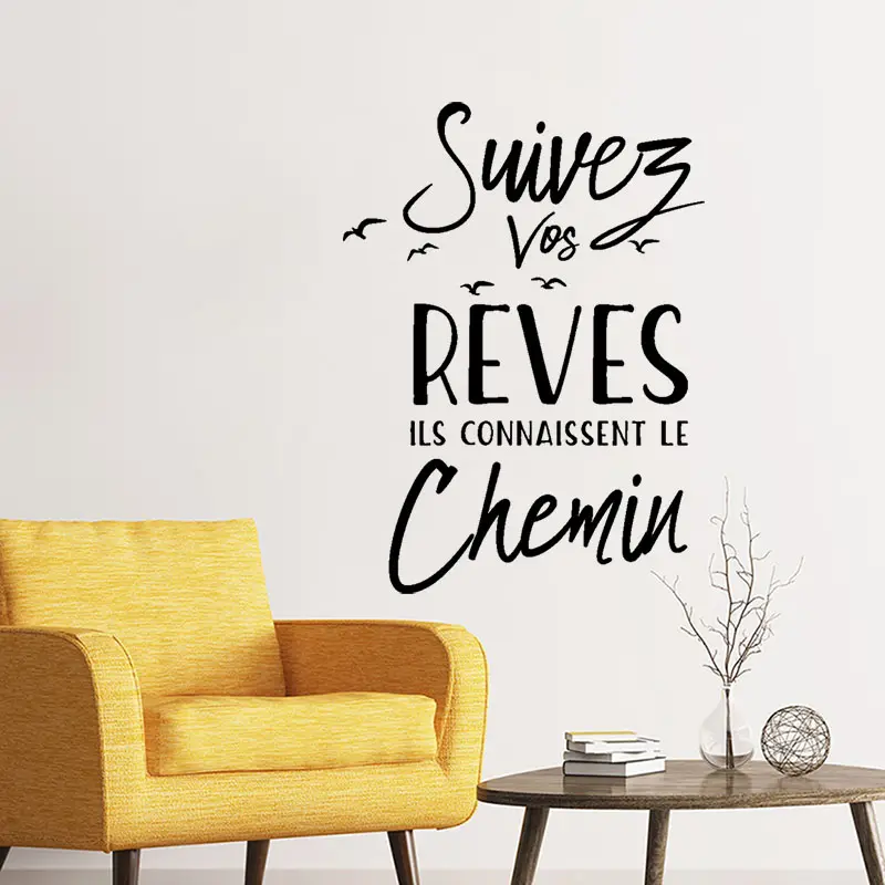 Stickers Citation Suivez Vos Reves Vinyl Mural Art Decal Living Room Home Decor Poster French Quote House Decoration