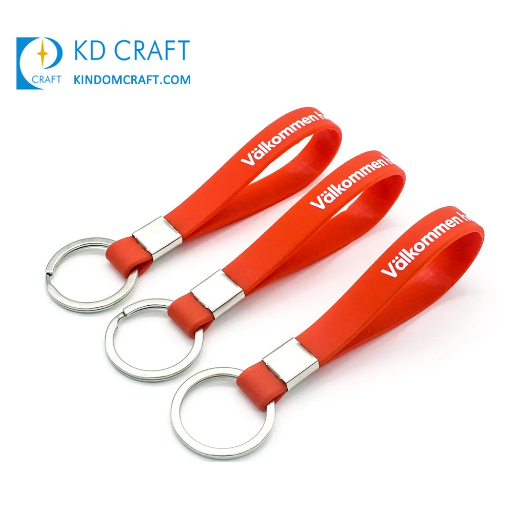 Wholesale bulk cheap custom logo printing brand rubber lanyard bracelet silicone wristband keychain for promotion