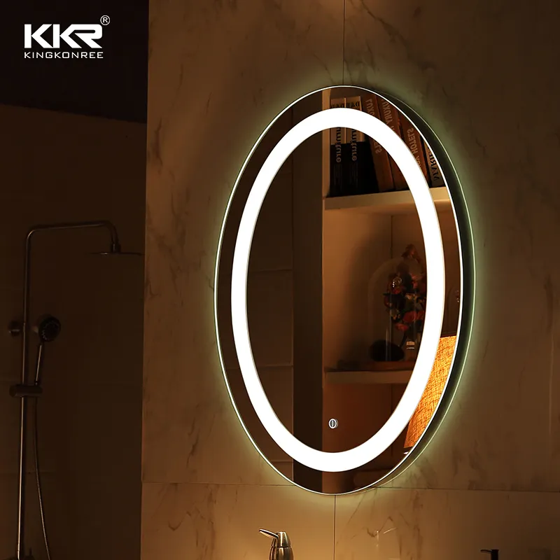 Современный роскошный изогнутый настенный шкаф для ванной комнаты с умным светодиодным зеркалом
