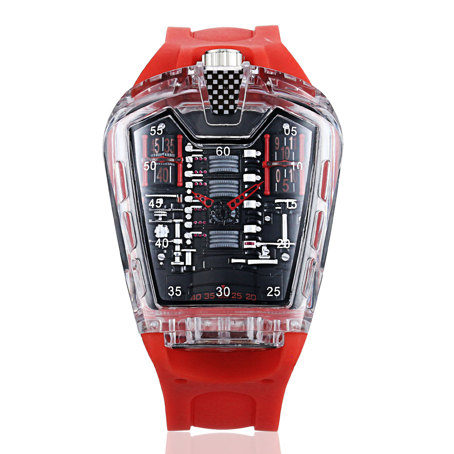 Bracelet rouge-rouge transparent