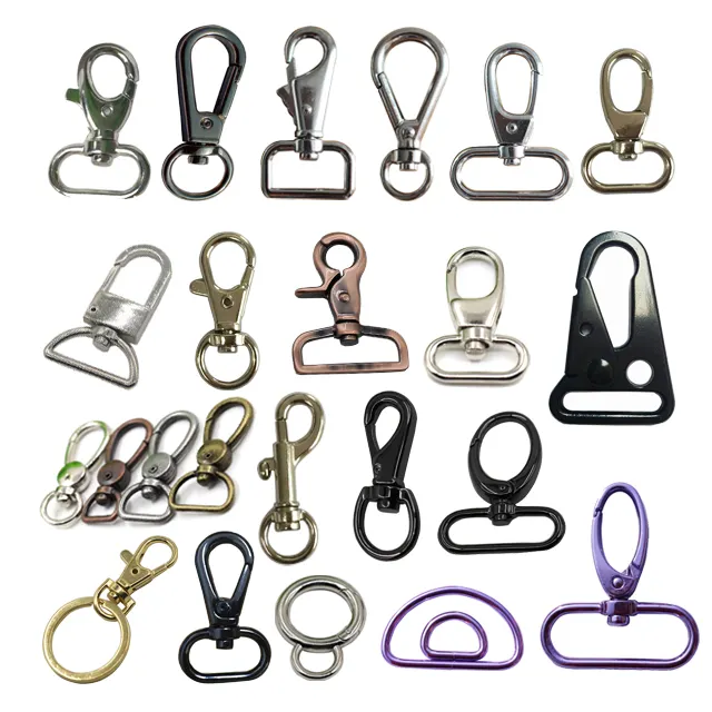 Venta al por mayor de cierres de langosta de metal de aleación de zinc Clips gancho de presión giratorio para accesorios de bolso Collar de perro mascota