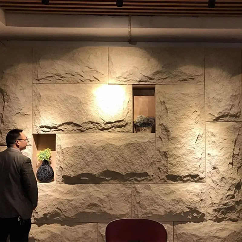 Pierre de texture 3d pour le revêtement extérieur en pierre Pu artistique Panneau mural en fausse pierre aux États-Unis