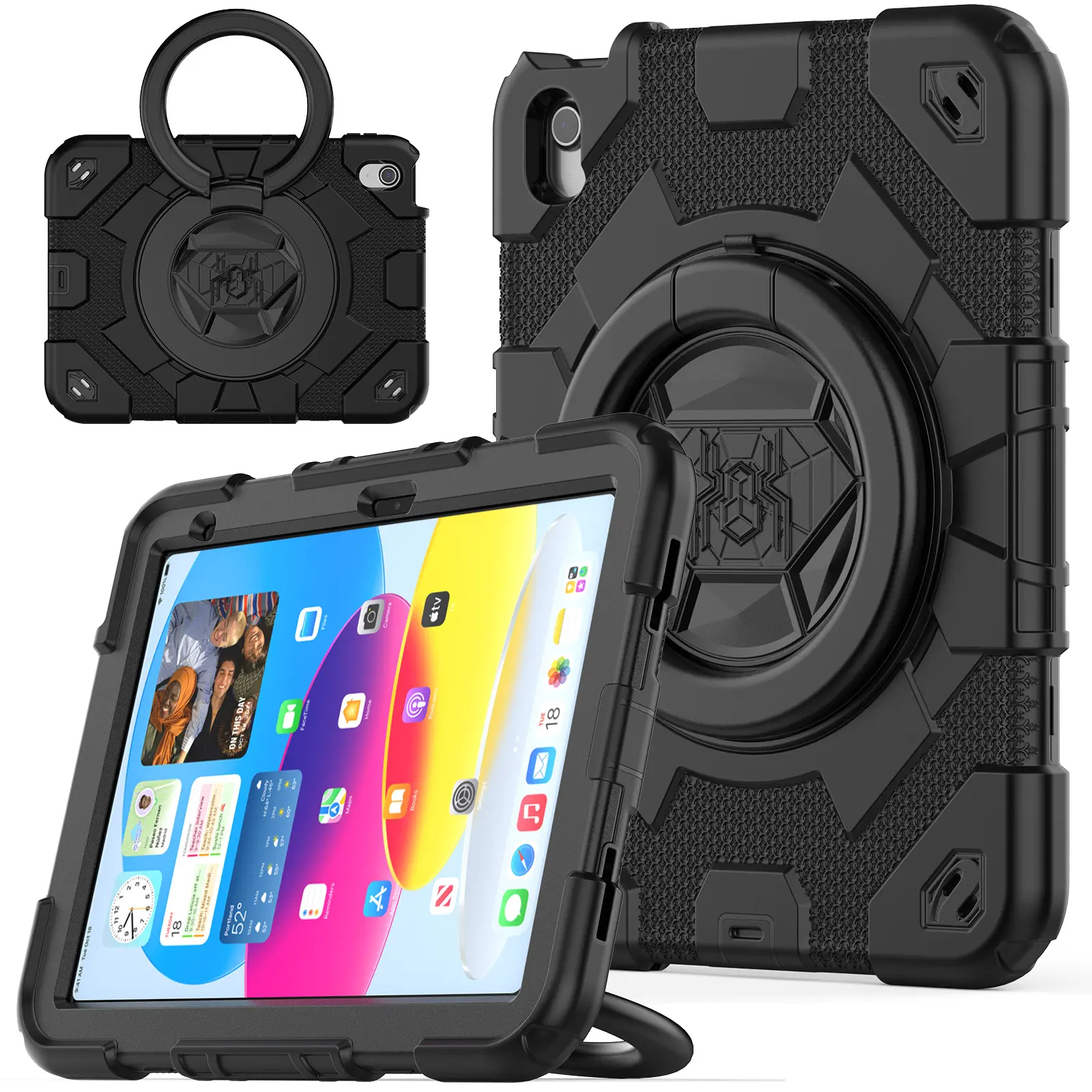 Hot sale Full Body Protective Hard Silicon Tablet Rotate Stand & Shoulder Strap Cover Case For ipad 10th 10.9 inch 2022