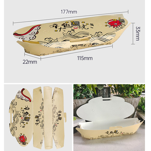 特注印刷ロゴたこ焼き使い捨てスナック包装箱紙包装容器6.1X1.2X2.4インチ - Product Image 1