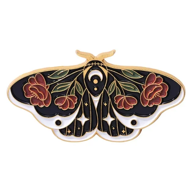 Últimos modelos coloridos alfileres de luna de mariposa acero inoxidable sin níquel lindo alfiler de esmalte duro de mariposa