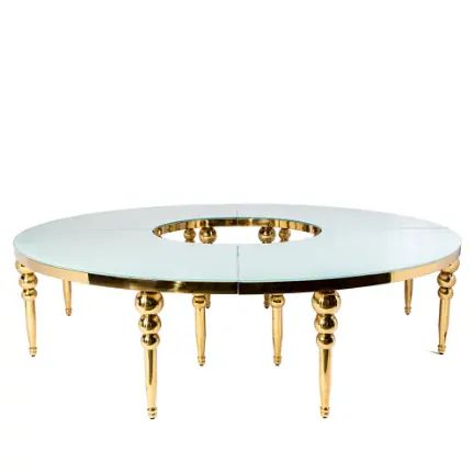 Diseño Modular-Círculo chapado en oro de cristal de marco de Mónaco de comedor mesa de comedor