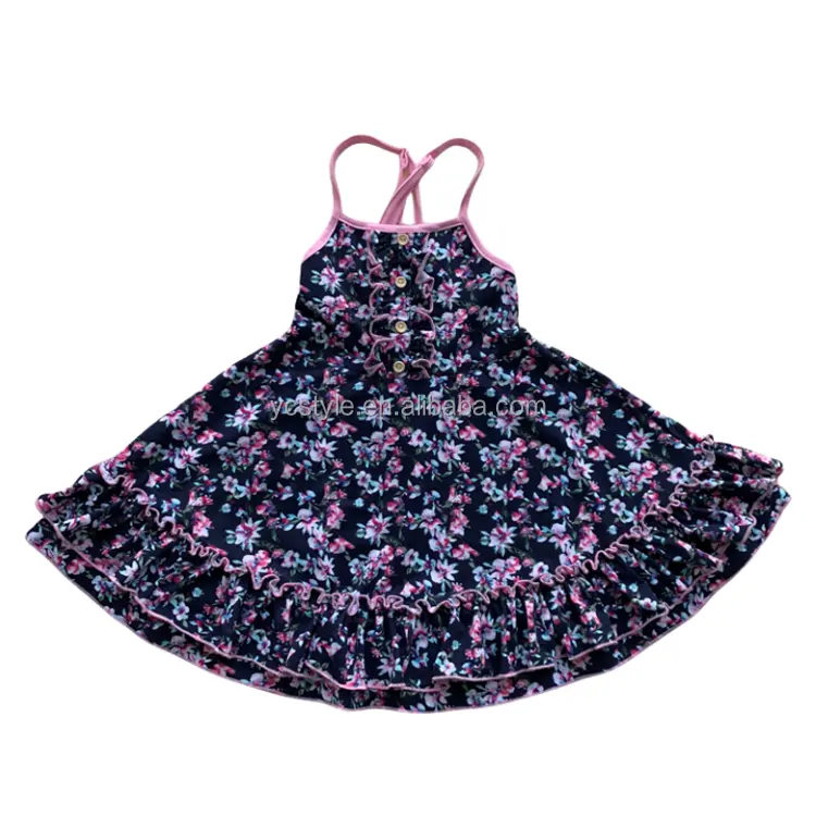 Algodão novo estilo vestidos crianças beleza floral bebê menina vestido Toddler cintas Slip Frock