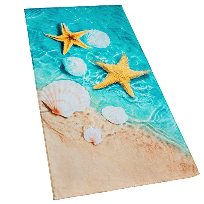 Glynniss düşük MOQ özelleştirilmiş tasarım dijital baskı % 100% pamuklu karikatür temalı plaj havlusu 70x140cm