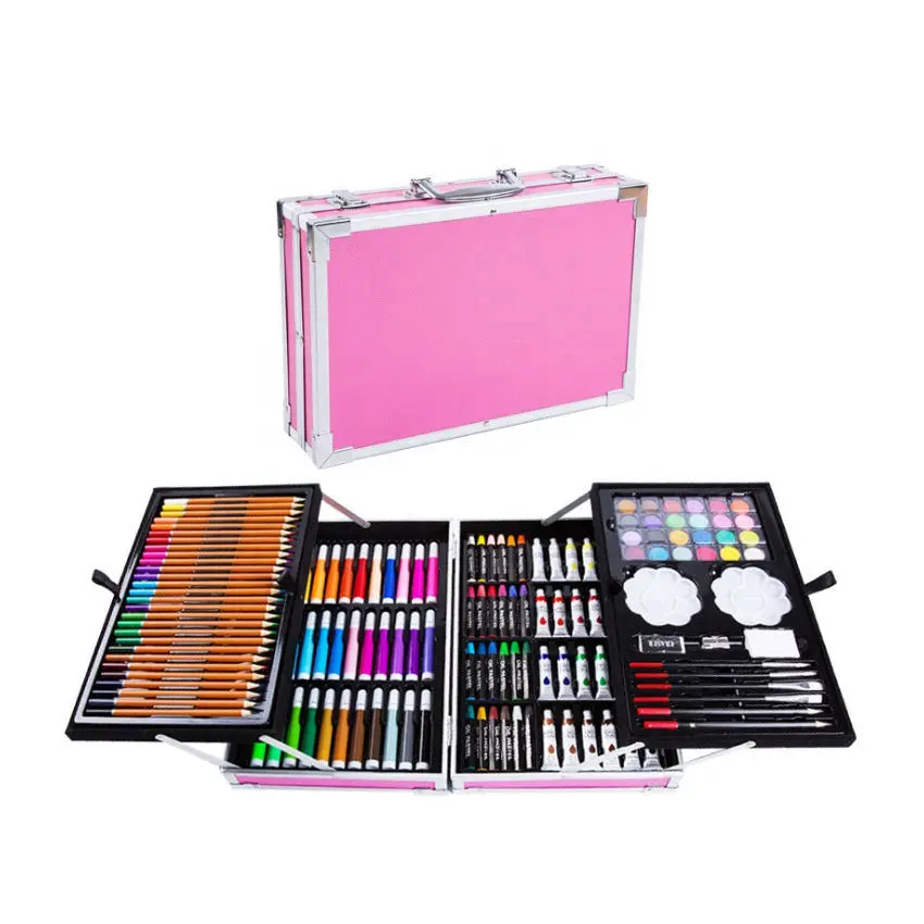 Juegos de pintura portátil para artistas, pintura acrílica de color agua, caja de regalo de aluminio para niños, dibujo escolar