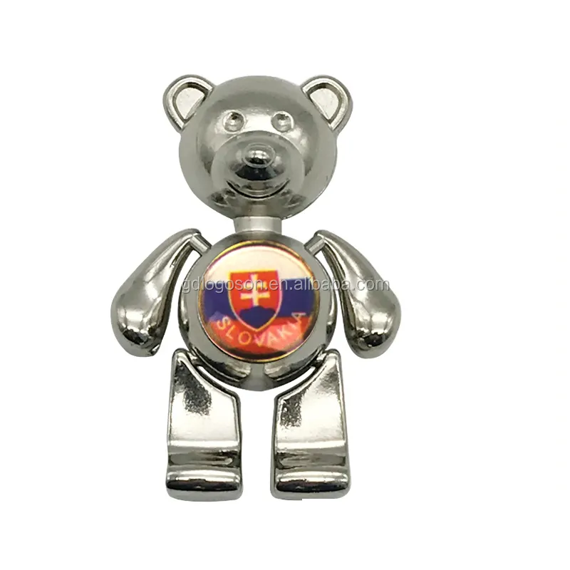 Mini imanes de animales para frigorífico, imán de nevera de oso de peluche 3D de Metal móvil con logotipo personalizado, recuerdos de Eslovaquia baratos