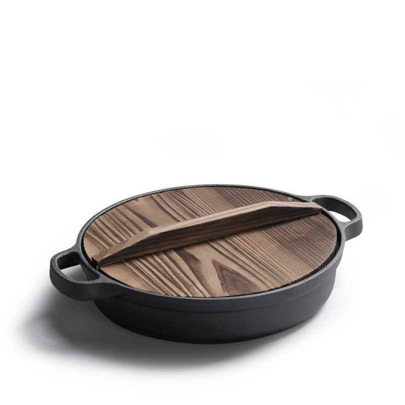 Noir avec couvercle en bois