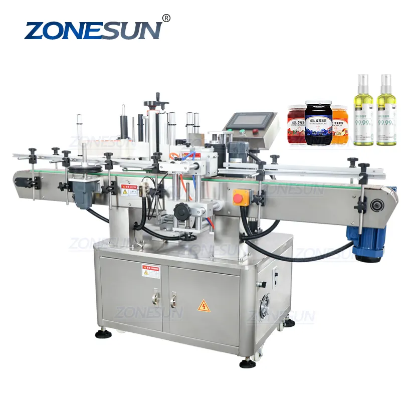 Zonesun ZS-TB260 Flacon Glazen Pot Kan Sticker Wijn Fles Water Automatische Ronde Fles Labeling Machine Voor Ronde Flessen