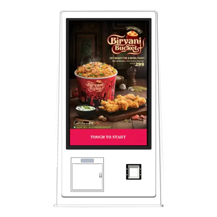 ماكينة طلب الطعام الآلية خارجية 21.5 بوصة بشاشة لمس مخصصة OEM مباشرة من المصنع كشك طلب ذاتي في المطعم