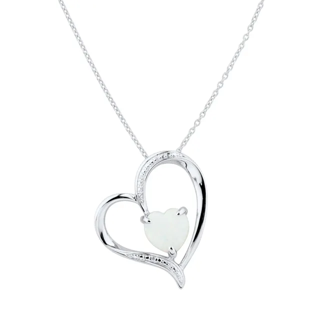 Colar de opala sintética 925 prata esterlina com pingente de coração elegante e moda bonita, colar de vendas quente