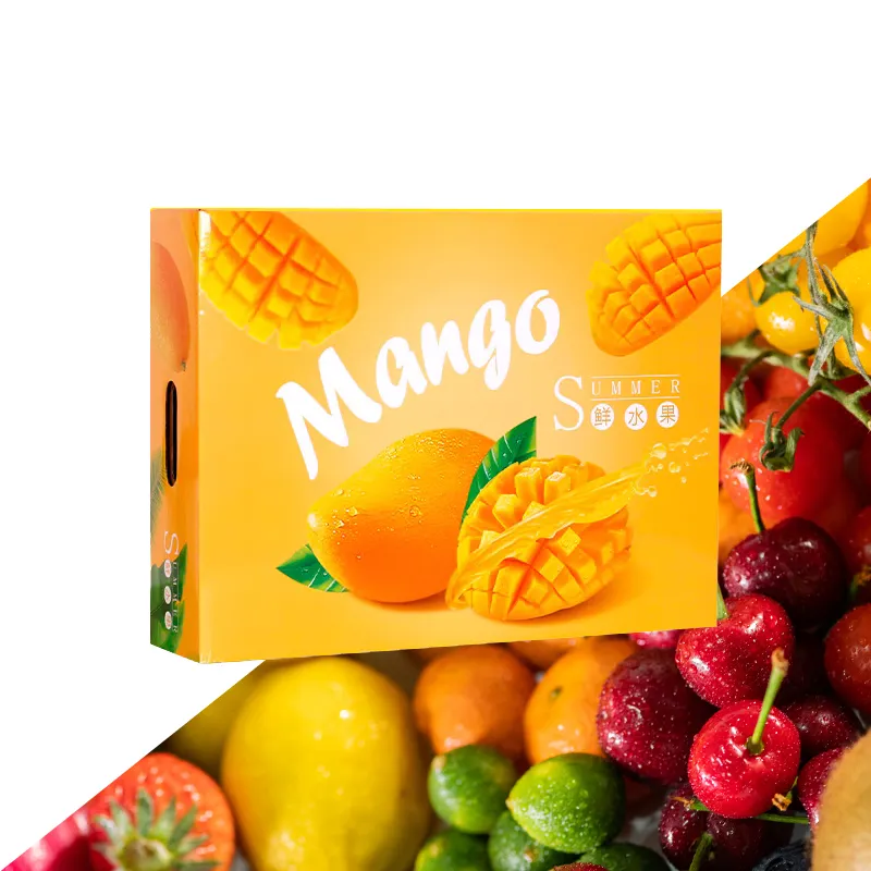 Op Maat Gemaakte Doos Kartonnen Verpakking Gegolfd Verse Groente Banaan Fruit Mango Verpakking Doos
