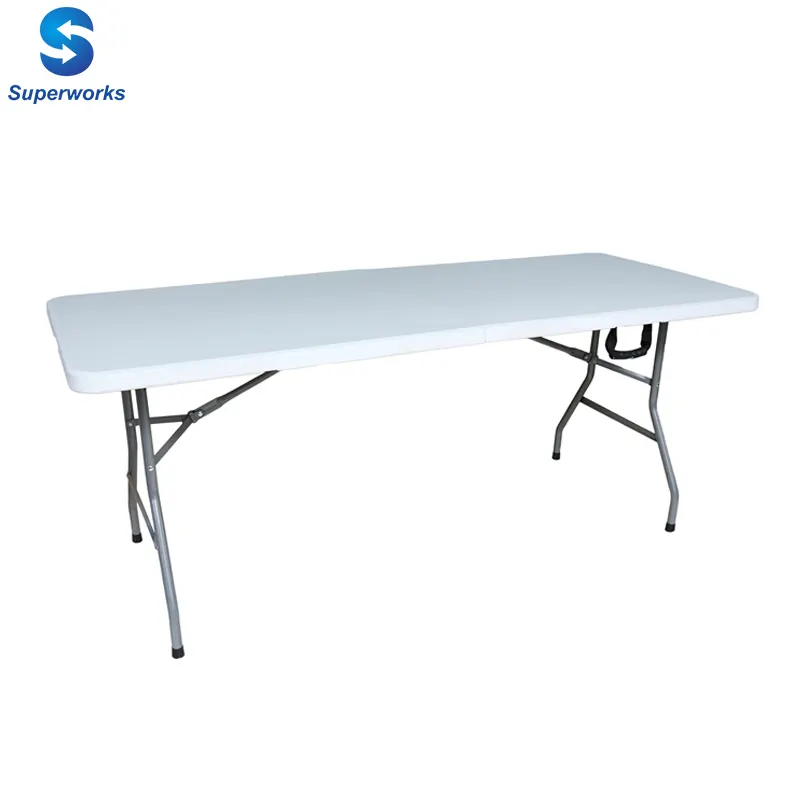 Folding Table, Indoor Outdoor Heavy Duty Portable Folding Square Plastic Dining Table w/Handle, Lock for Picnic, Party, Camping