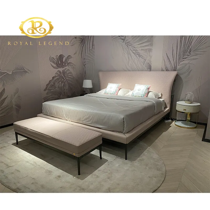 Cama de cuero suave moderna de lujo, cama de madera sólida de 1,8 M, cama doble de matrimonio, juegos de dormitorio de tamaño King