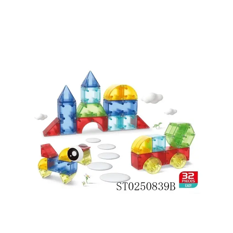 Mainan geometris kreatif, baru set anak-anak konstruksi ubin magnetik blok bangunan bayi