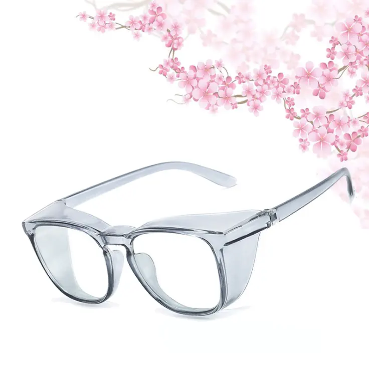 ZHIHENGTR90スクエアフレーム防曇防青色光メガネ安全眼鏡防塵防花粉眼鏡メガネ